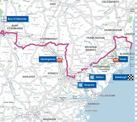 Women's Tour of Britain stage 1 map